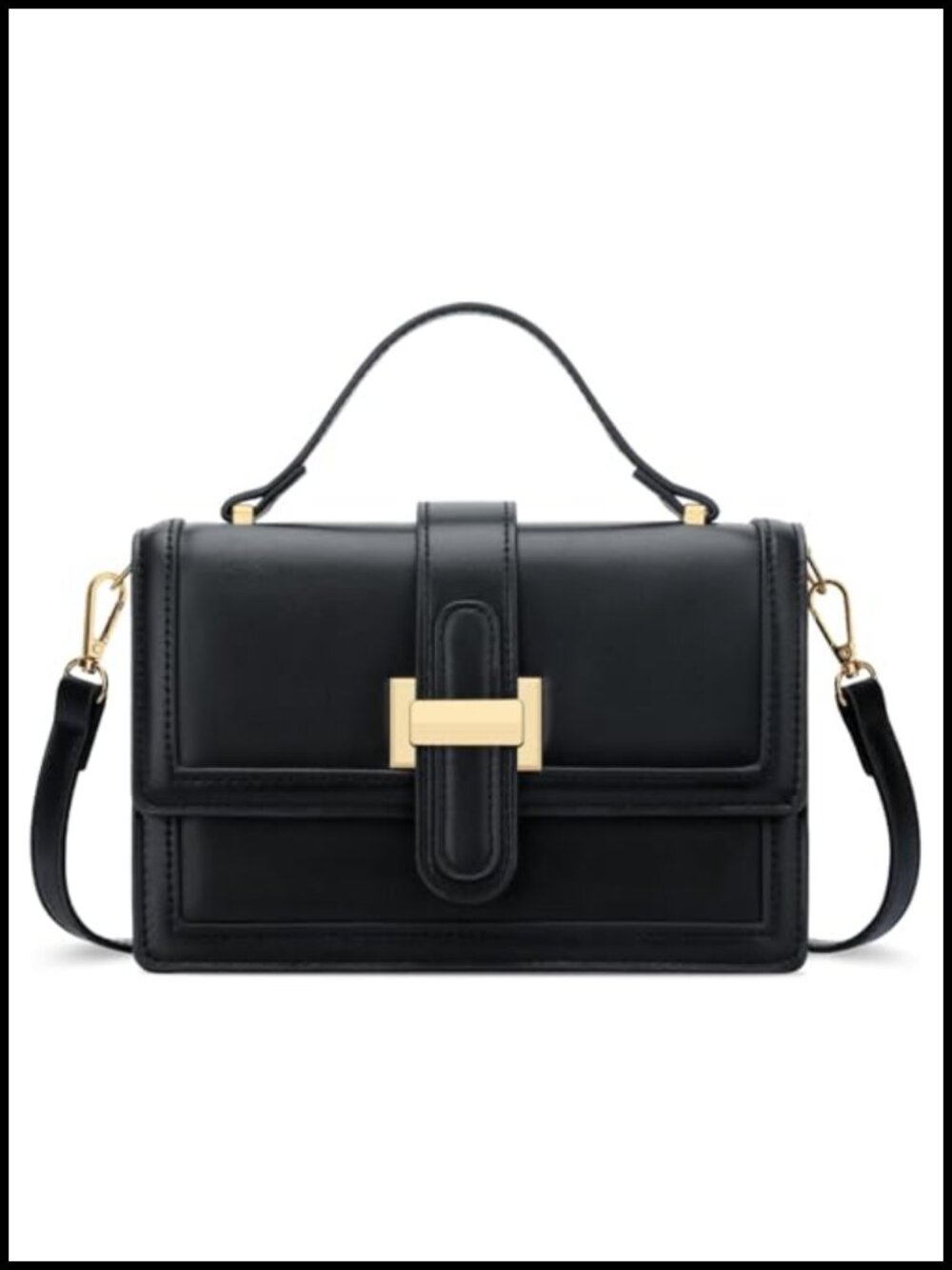 PU Leather Crossbody Bag Top Handle Small Designer Purse Detachable Strap
